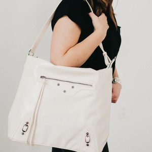 Tabitha Travel Work Crossbody Tote Bag Cream